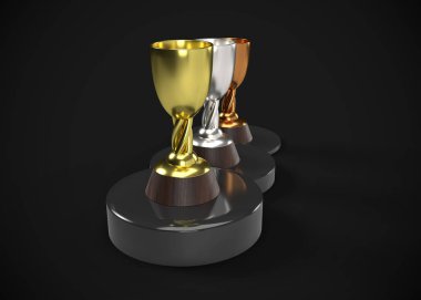 Kupalar. Altın Gümüş Bronz Ödüller 3D Yapım