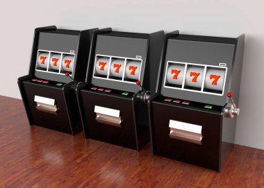 Slot Makinesi Kumarhanesi Retro Biçim 777 Bir Kollu Gambit 3d Render