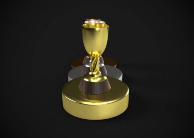 Kupalar. Altın Gümüş Bronz Ödüller 3D Yapım
