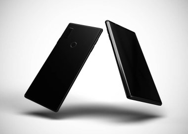 Akıllı telefonlar, cep telefonları, arka. Model Yukarı. 3d Hazırlama
