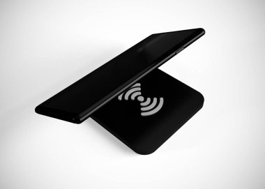 Akıllı telefon, cep telefonu, geri dönüş. Model Yukarı. 3 boyutlu görüntüleme. Kablosuz Şarj