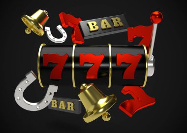 Slot Makinası 3d Render. 777 işareti 