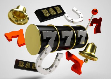 Slot Makinası 3d Render. 777 işareti 