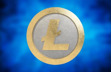 Lite Coin. 3 boyutlu görüntüleme. Şifreli para birimi