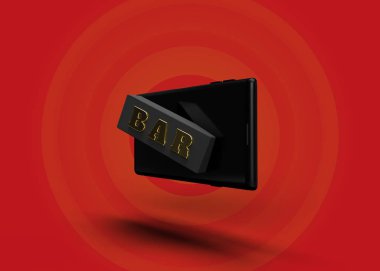 Slot Machine Online Casino Mobil Telefon Oyun 3d Render. Bar işareti 