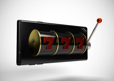 Slot Makinası 3d Render. 777 işareti 