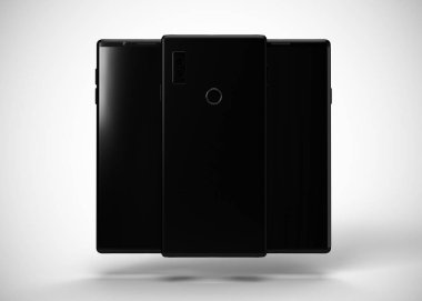Akıllı telefonlar, cep telefonları, arka. Model Yukarı. 3d Hazırlama