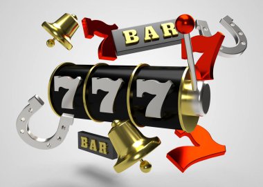 Slot Makinası 3d Render. 777 işareti 