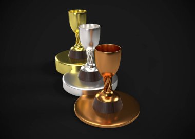 Kupalar. Altın Gümüş Bronz Ödüller 3D Yapım