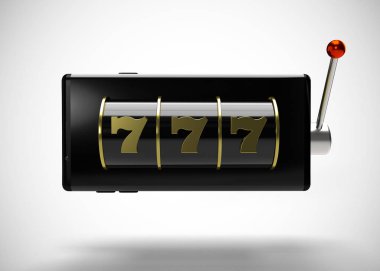 Slot Makinası 3d Render. 777 işareti 