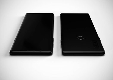 Akıllı telefonlar, cep telefonları, arka. Model Yukarı. 3d Hazırlama