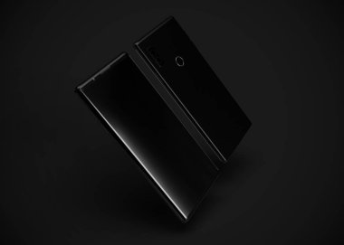 Akıllı telefonlar, cep telefonları, arka. Model Yukarı. 3d Hazırlama