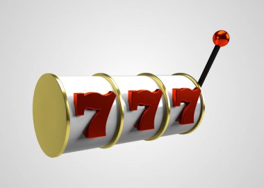 Slot Makinası 3d Render. 777 işareti 