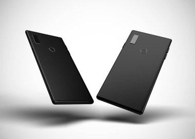 Akıllı telefonlar, cep telefonları, arka. Model Yukarı. 3d Hazırlama