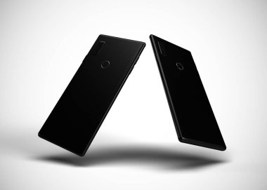 Akıllı telefonlar, cep telefonları, arka. Model Yukarı. 3d Hazırlama