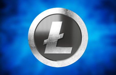 Lite Coin. 3 boyutlu görüntüleme. Şifreli para birimi