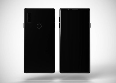 Akıllı telefonlar, cep telefonları, arka. Model Yukarı. 3d Hazırlama