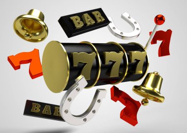 Slot Makinası 3d Render. 777 işareti 