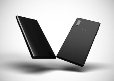 Akıllı telefonlar, cep telefonları, arka. Model Yukarı. 3d Hazırlama