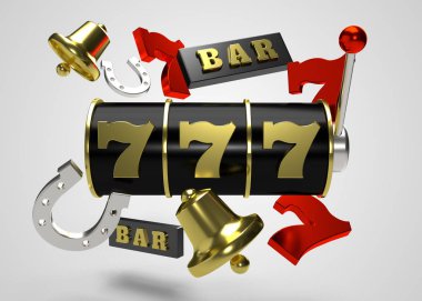 Slot Makinası 3d Render. 777 işareti 