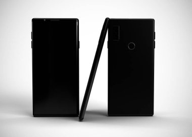Akıllı telefonlar, cep telefonları, arka. Model Yukarı. 3d Hazırlama
