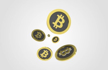 Şifreleme 3D Render. Bitcoinler 