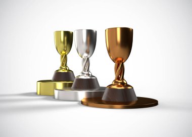 Kupalar. Altın Gümüş Bronz Ödüller 3D Yapım