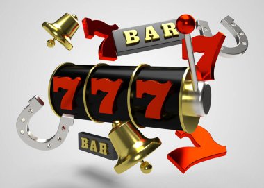 Slot Makinası 3d Render. 777 işareti 