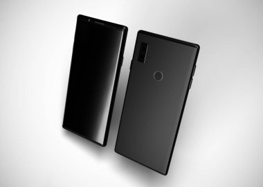 Akıllı telefonlar, cep telefonları, arka. Model Yukarı. 3d Hazırlama