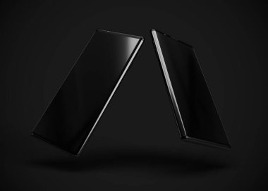 Akıllı telefonlar, cep telefonları, arka. Model Yukarı. 3d Hazırlama