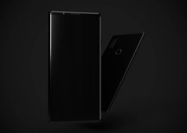 Akıllı telefonlar, cep telefonları, arka. Model Yukarı. 3d Hazırlama