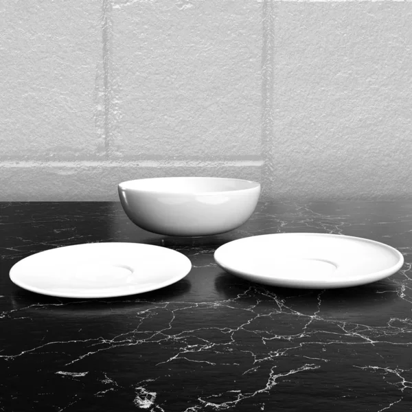 Empty Ceramic Plates Table — 스톡 사진