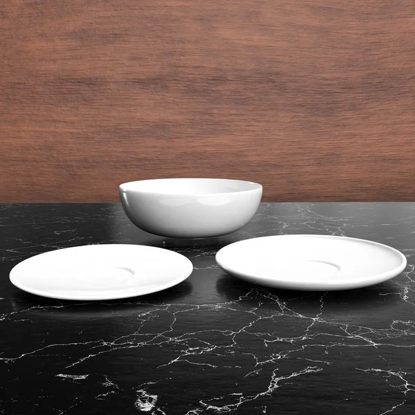 Empty Ceramic Plates Table — 스톡 사진