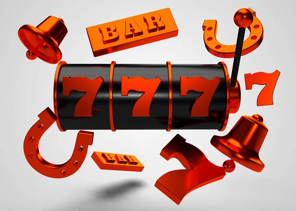 Slot Makinası 3d Render. 777 işareti 