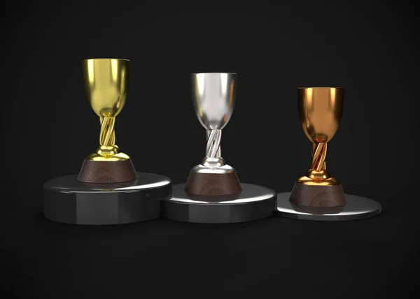 Τρόπαια Χρυσό Ασημένιο Bronze Awards Render — Φωτογραφία Αρχείου