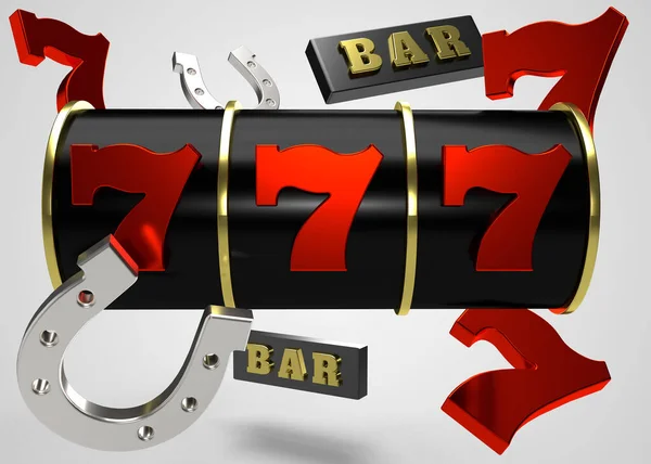 Slot Machine 3D Render. 777 sign