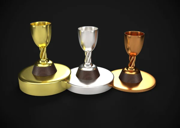 Τρόπαια Χρυσό Ασημένιο Bronze Awards Render — Φωτογραφία Αρχείου