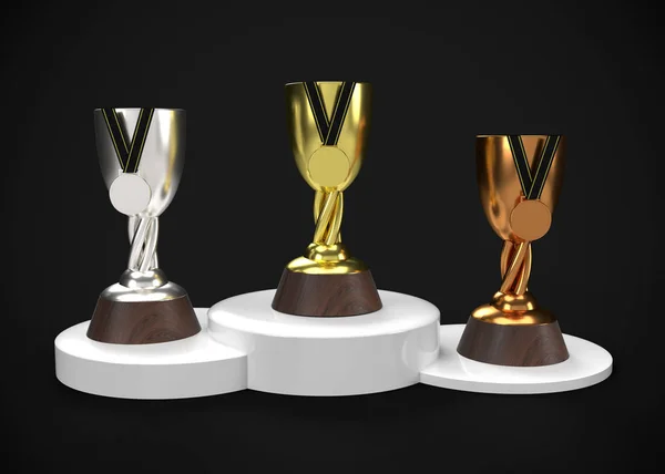 Trofeeën Gouden Zilveren Brons Awards Render — Stockfoto