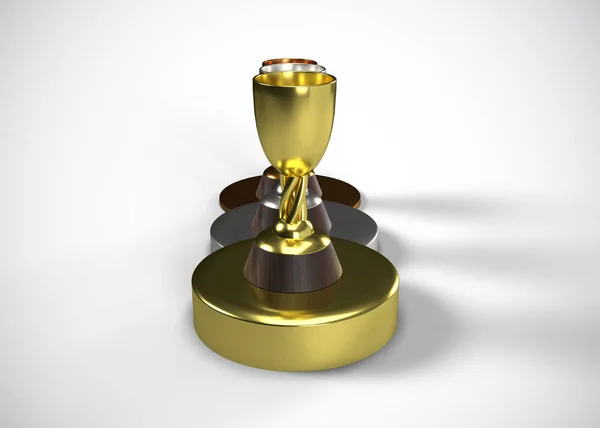 Kupalar Altın Gümüş Bronz Ödüller Yapım — Stok fotoğraf