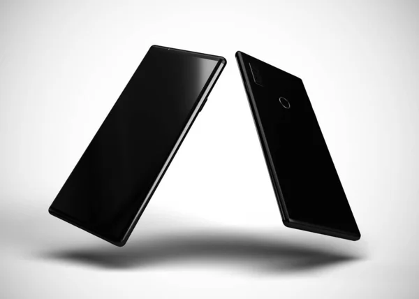 Akıllı telefonlar, cep telefonları, arka. Model Yukarı. 3d Hazırlama