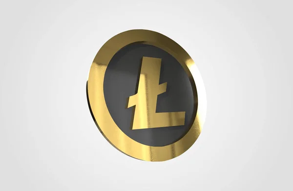 Lite Coin 3D渲染 加密货币 — 图库照片