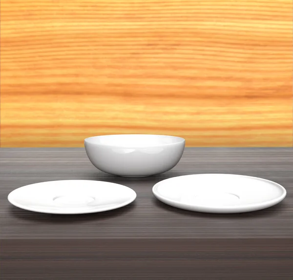 Empty Ceramic Plates Table — Stock Photo, Image