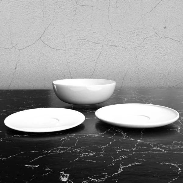 Piatti Vuoti Ceramica Sul Tavolo — Foto Stock