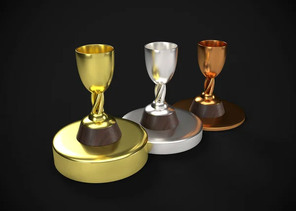 Τρόπαια Χρυσό Ασημένιο Bronze Awards Render — Φωτογραφία Αρχείου