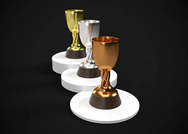 Trofeos Oro Plata Bronce Premios Render —  Fotos de Stock