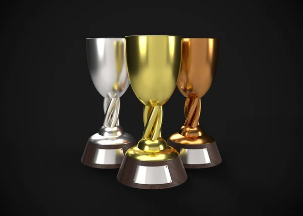 Trofei Gold Silver Bronze Awards Render — Foto Stock