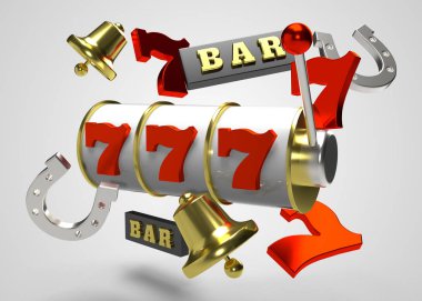 Slot Makinası 3d Render. 777 işareti 