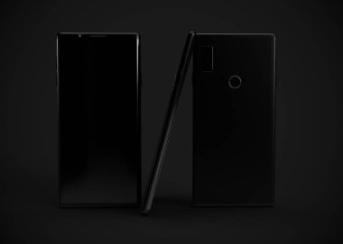 Akıllı telefonlar, cep telefonları, arka. Model Yukarı. 3d Hazırlama