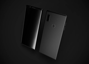 Akıllı telefonlar, cep telefonları, arka. Model Yukarı. 3d Hazırlama