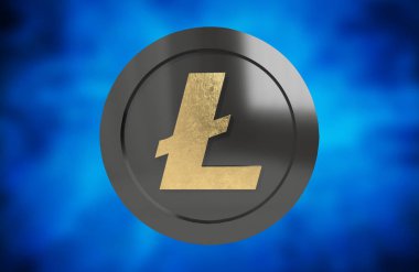 Lite Coin. 3 boyutlu görüntüleme. Şifreli para birimi